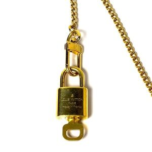 Louis Vuitton Brass Padlock & Key Necklace – Vintage Bag Charm, LV Designer